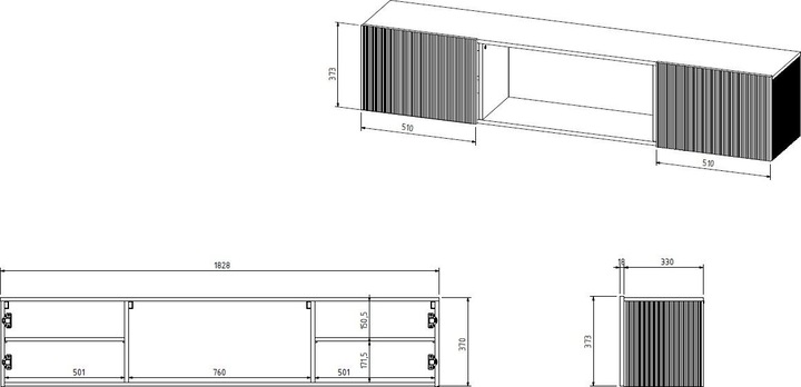 Actual product image Cama RTV ROTA 183x35x37 white matt + white mantelpiece (183 x 35 x 37 cm)