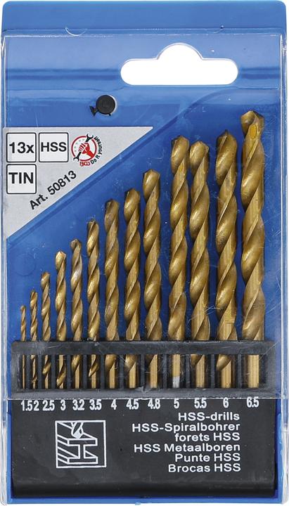 Actual product image BGS HSS Drill Set 1.5 - 6.5 mm titanium coated 13 pcs. (1.5 mm - 6.5 mm)