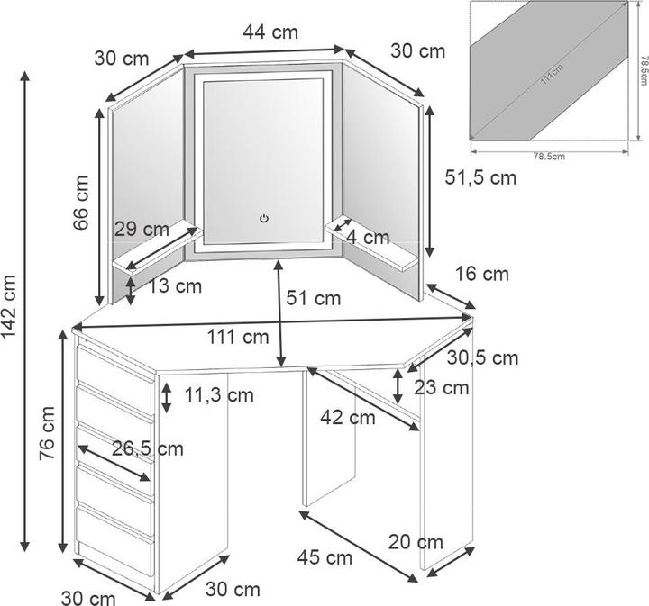 Image du produit Vicco Arielle avec miroir LED (110 x 54 x 142 cm)