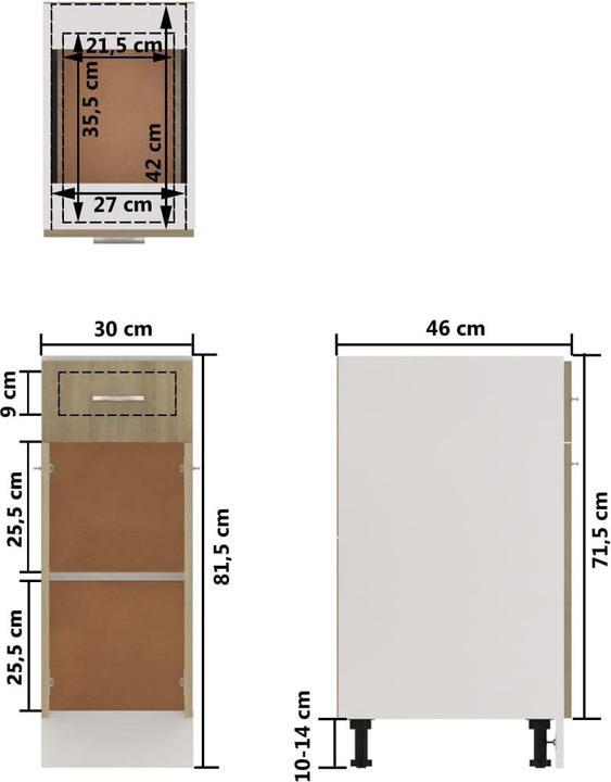 Produktbild vidaXL Schubunterschrank (30 x 46 x 81.50 cm)