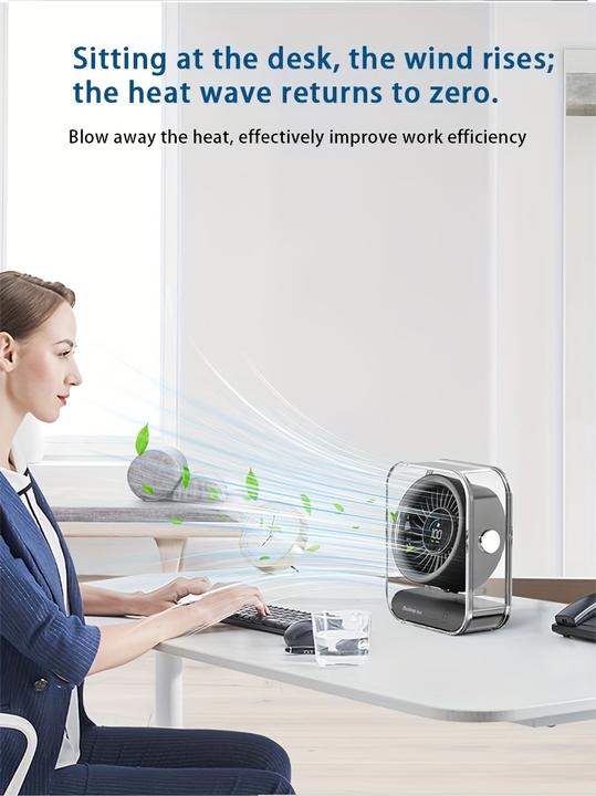Produktbild PhoneLook er tragbarer Design-Tischventilator mit LED-Display (3 Geschwindigkeiten)