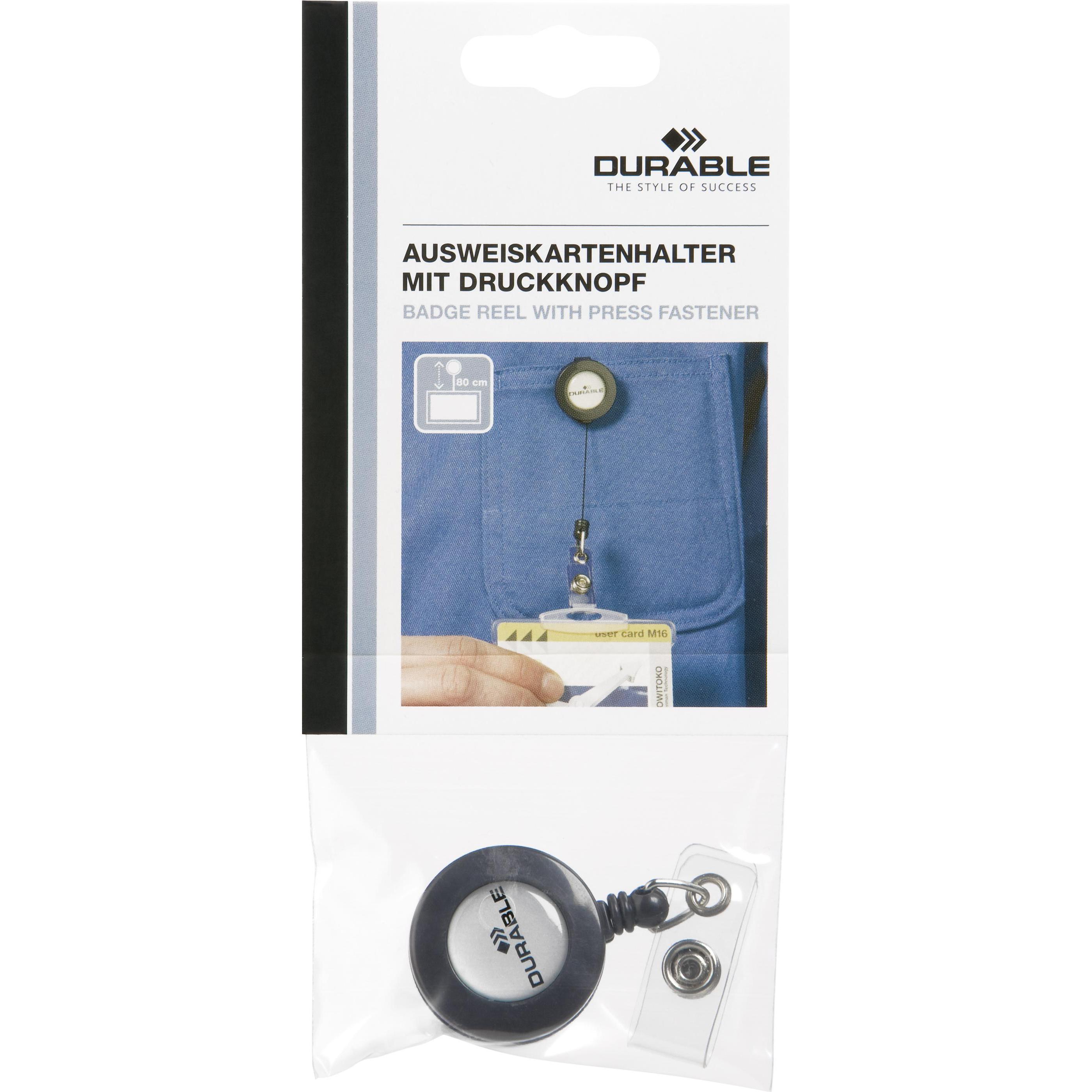 Durable, Informationsschild, Ausweishalter mit Druckknopf, anthrazit