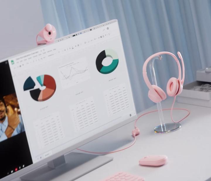 Actual product image Logitech Wired H390 headset - ROSE - USB (Cable, USB-A)