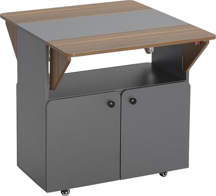 Actual product image Homcom Klapptisch Spanplatte, Stahl Hellgrau+Dunkelbraun (70 x 83 x 75 cm)