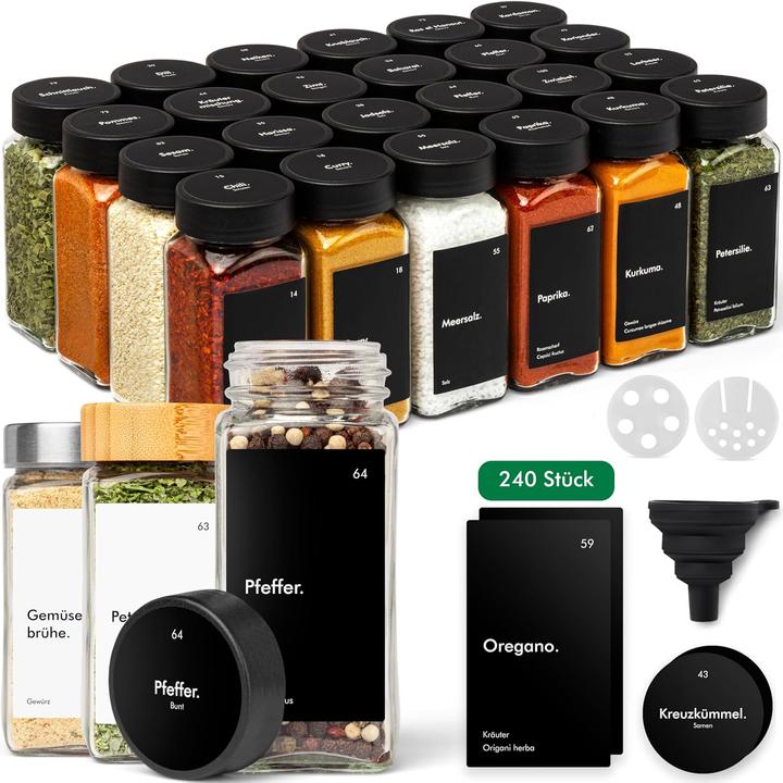 Produktbild Kivy 24x Gewürzgläser mit Streueinsatz und Etiketten (0.12 l)