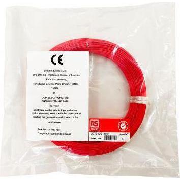 RS PRO, Tubo + Canalina per cavi, Cavo di commutazione / 0,05 mm², 30 AWG, isolato in ETFE rosso, 100m (100 m)