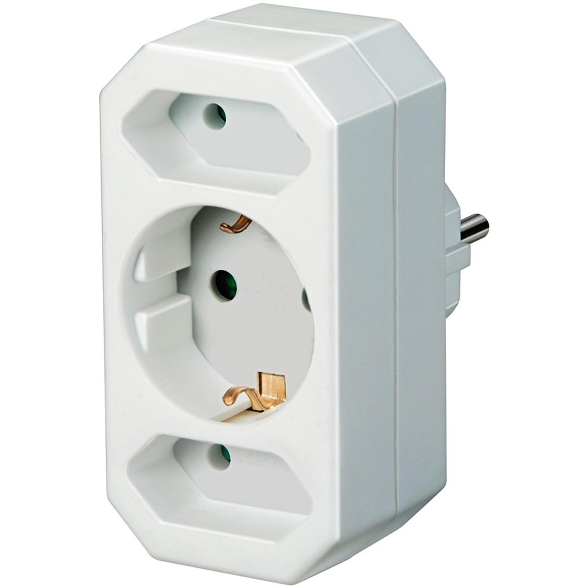 Brennenstuhl, Steckdosenleiste, Adapterstecker Schutzkontakt 3fach weiss (3 x, CEE 7/3)