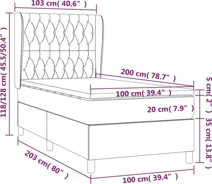 Actual product image vidaXL Boxspringbett (100 x 200 cm)