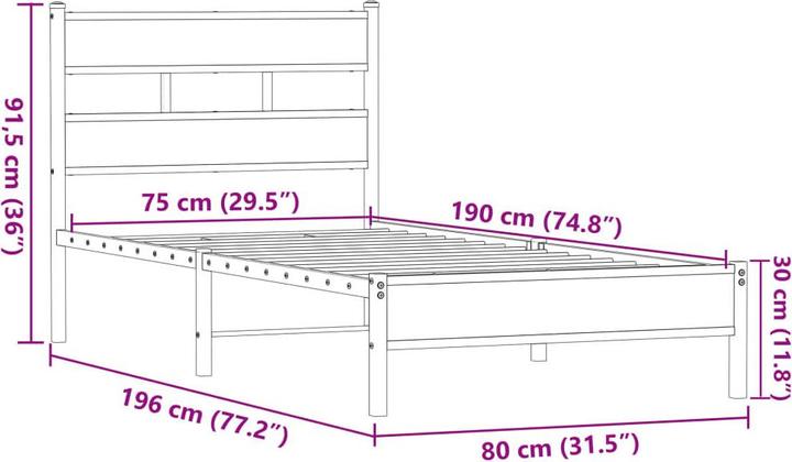 Produktbild vidaXL Bettgestell (75 x 190 cm)