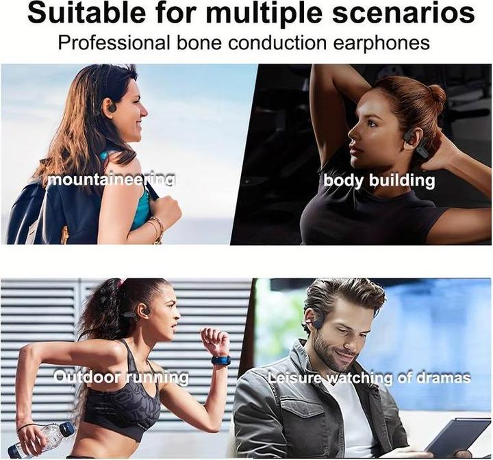 Image du produit PhoneLook Ecouteurs à conduction osseuse Bluetooth sans fil véritable pour le sport running vélo fitness (ANC, 11 h, Sans fil)