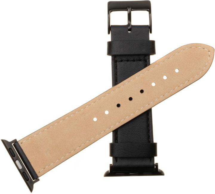 Actual product image Fixed - Leather Strap 32mm - Apple Watch 1/2/3/4/5/6/7/8/9/10/SE/SE 2 (38/40/41/42mm) - Black (Leather)