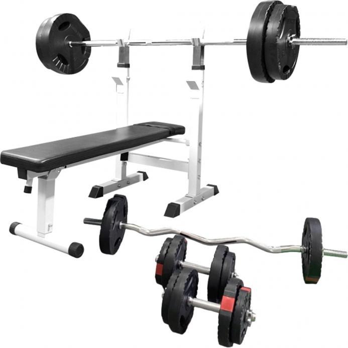 Actual product image Gorilla Sports Weight bench power station & barbell set