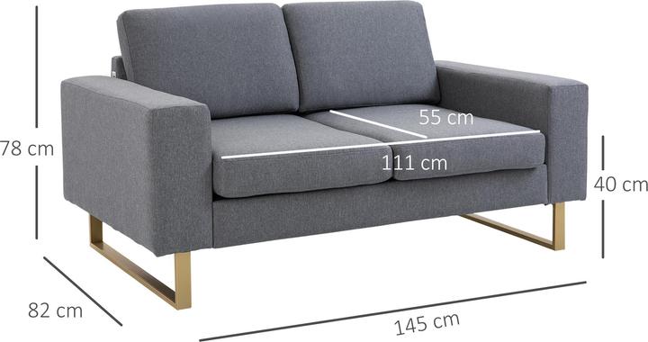 Produktbild Homcom 2-Sitzer Sofa mit Metallfüssen (2-Sitzer)
