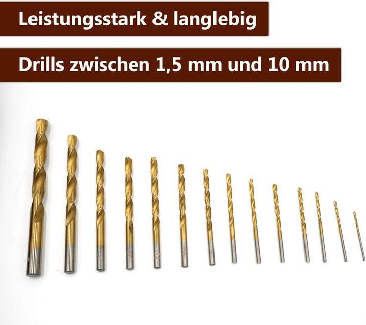 Actual product image ProPlus Drill Set Drill Set Drill Tool Kit Bit Case Drill Accessory Set (1.5 mm, 2.0 mm, 2.5 mm, 3 mm, 3.2 mm, 3.5 mm, 4 mm, 4.5 mm, 5.0 mm, 5.5 mm, 6.0 mm, 6.5 mm, 8 mm, 10 mm)