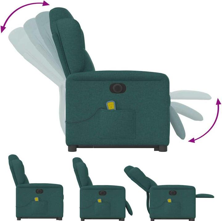 Image du produit vidaXL Fauteuil de massage électrique avec fonction releveur Vert foncé Tissu