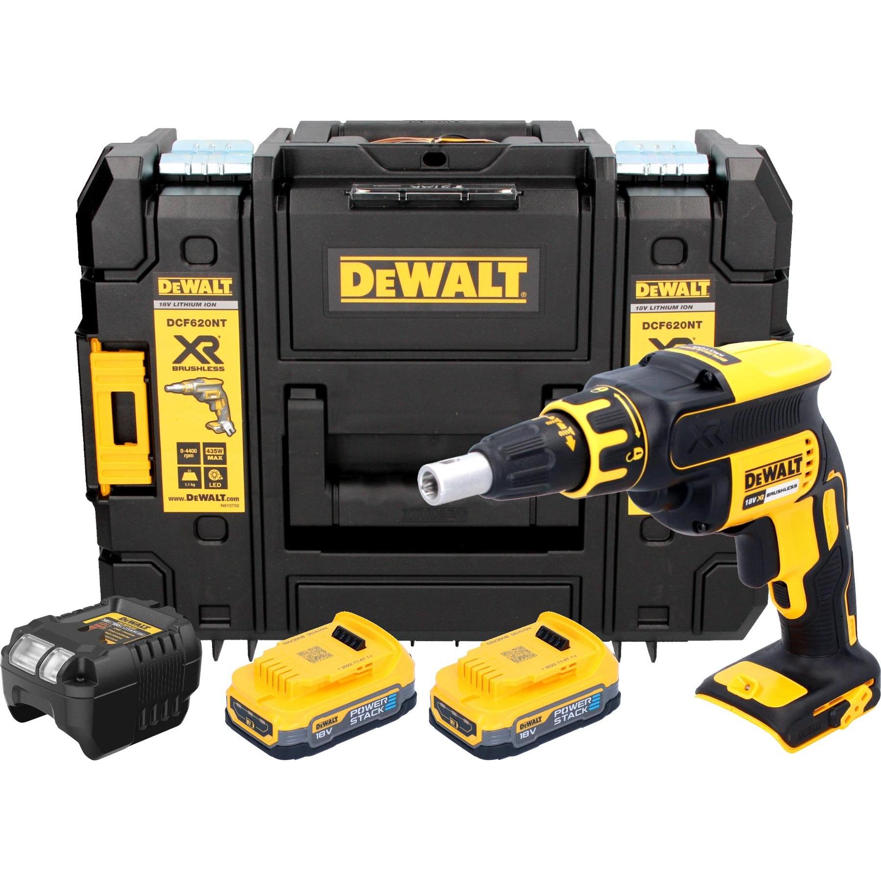 DeWalt, Trapano + Avvitatore a batteria, DCF 620 E2T Akku Trockenbauschrauber 18 V 30 Nm Brushless + 2x Powerstack Akku 1,7 Ah +