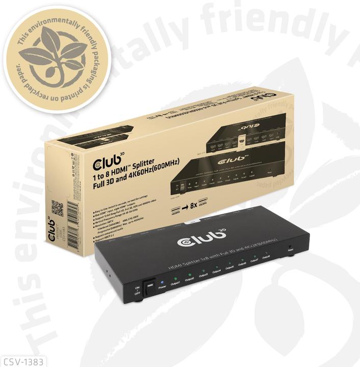 Actual product image Club 3D Club3D HDMI Splitter 1 input -> 8 outputs 4K60Hz UHD retail