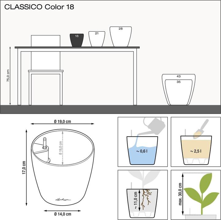 Produktbild Lechuza CLASSICO Color 18 (19 cm)