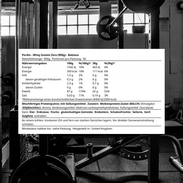 Immagine prodotto Per4m Whey Isolate Zero (900 g, 30x, Baklava)