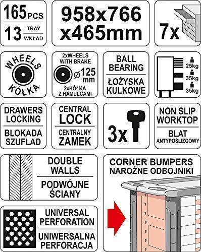 Actual product image Yato WORKSHOP CABINET 7 DRAWERS + TOOLS 165 pcs. 55293
