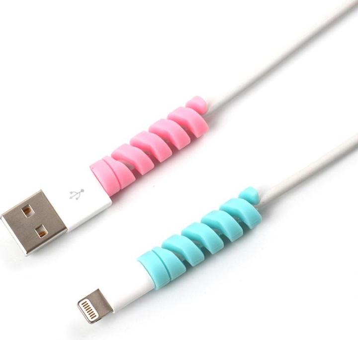 Actual product image Deltalabs Silikon Kabel Spirale Flexibler Kabel Bruchschutz Knickschutz Halter Kabelschoner (4er Set) (Cable spiral hose, 4 cm)