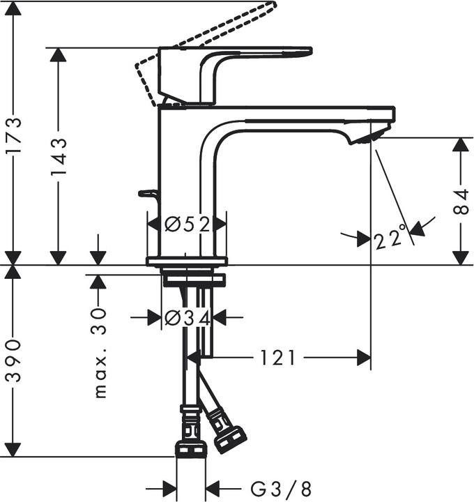 Image du produit hansgrohe HG Mitigeur monocommandé pour lavabo Rebris E 80 CoolStart m ZAG chromé