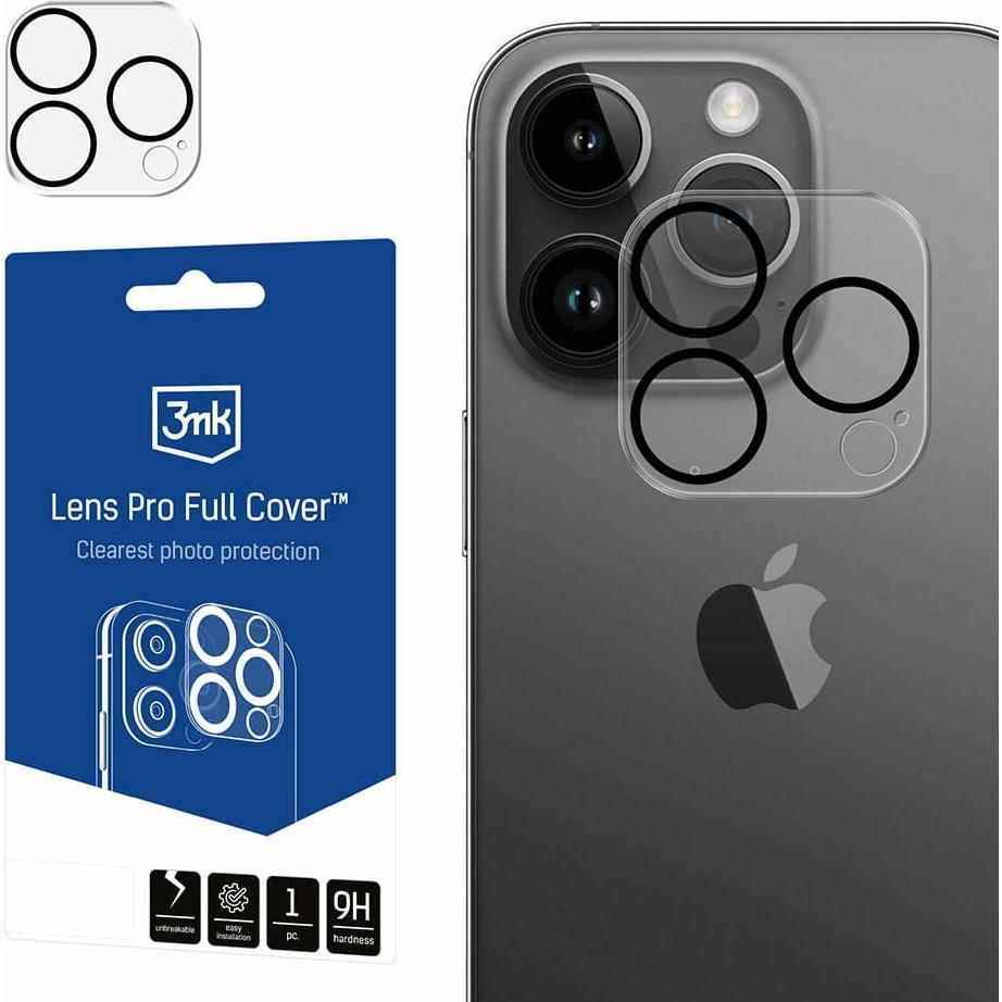 3MK Lens Pro Full Cover iPhone 13 Pro/ 13 Pro Max Szkło hartowane na obiektyw aparatu z ramką montaż (1 Stück, Apple iPh...