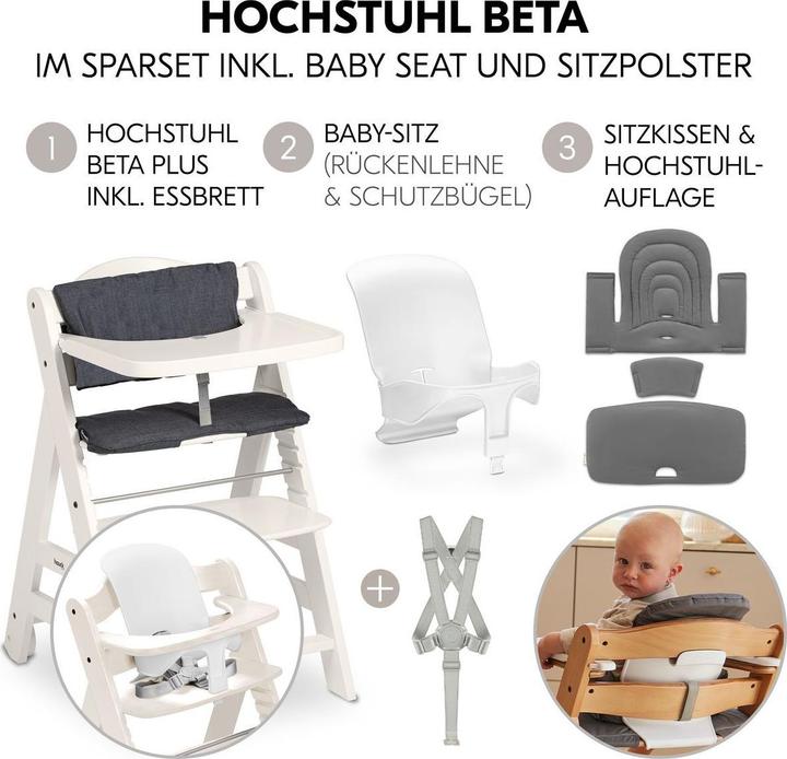 Produktbild Hauck Hochstühle Hochstuhl Beta Plus Natural - im Sparset (Hochstuhl, Treppenhochstuhl)