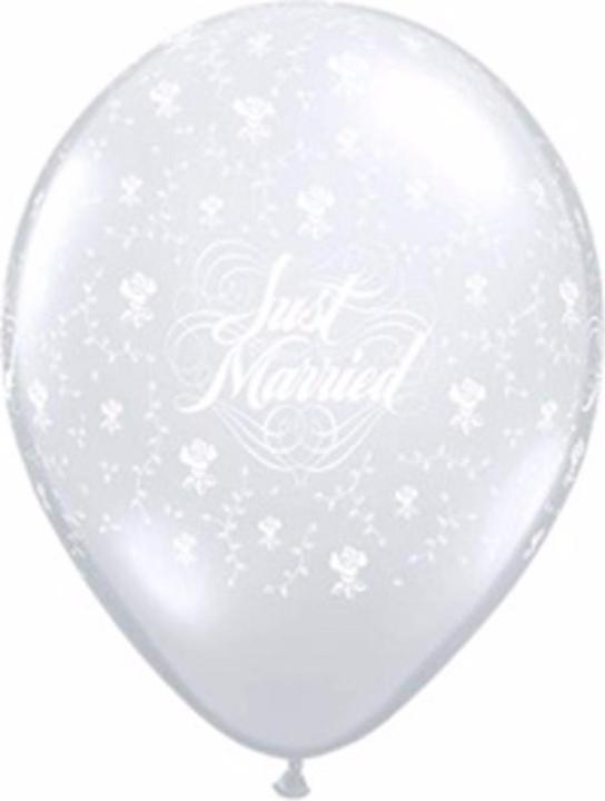 Qualatex Just Married Blumen Design transparente Latex Ballons (25 Stück) (25x)
