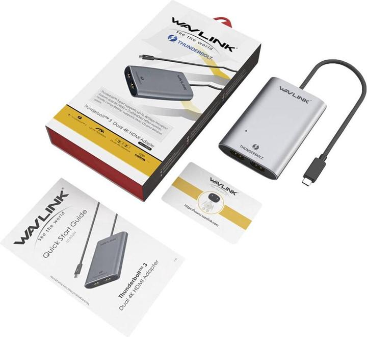 Produktbild Wavlink WS-UTA02H Thunderbolt / HDMI Adapter (1x Thunderbolt - 2x HDMI®) Space Grau eindrähtig 50cm (HDMI, Thunderbolt, 50 cm)