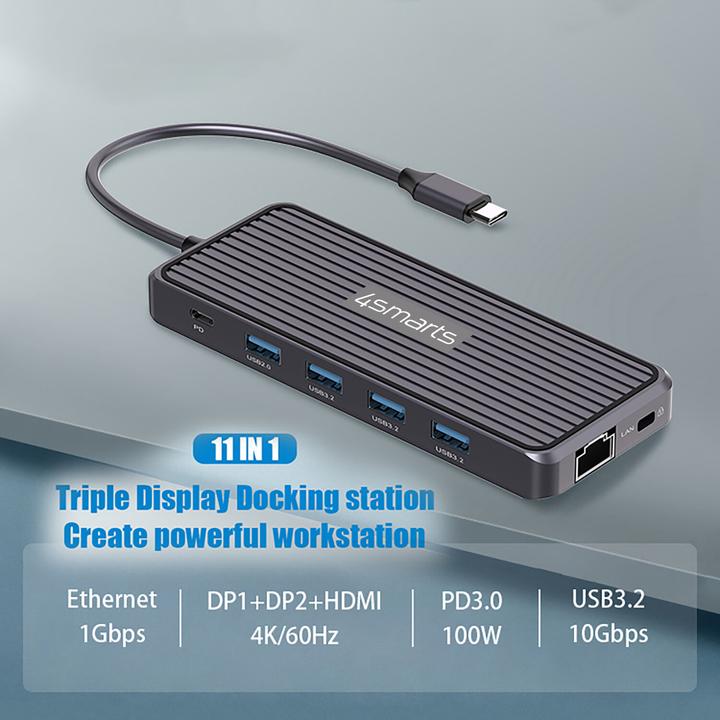 Produktbild 4smarts Dockingstation 6 in 1 Hub USB-C – HDMI/USB-A/DP/RJ-45/3.5mm (USB-C, 6 Ports)