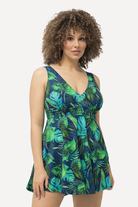 Image du produit Ulla Popken Robe de bain à bonnets souples, imprimé jungle, bretelles ajustables (42)