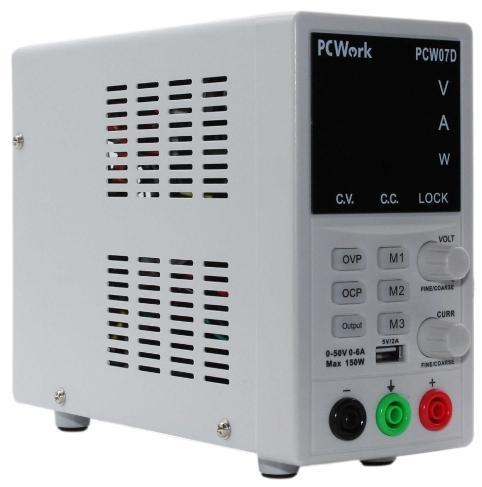 Produktbild PCWork PCW07D, Labornetzgerät, regelbar, 0-50V DC, 6A, USB, Memory Funktion