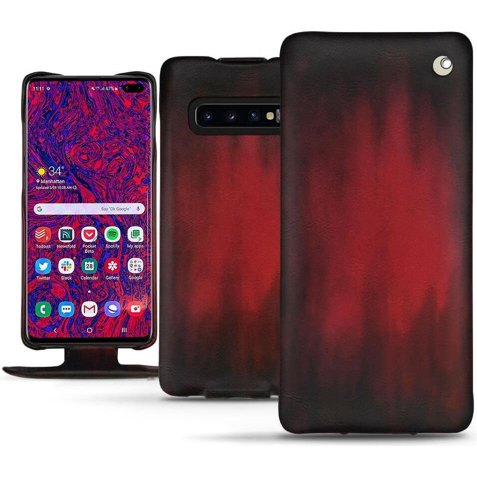 Noreve Lederschutzhülle vertikal (Samsung Galaxy S10 5G), Smartphone Hülle, Rot
