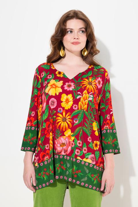 Produktbild Ulla Popken T-Shirt, Landhausdruck, A-Linie, Tunika-Ausschnitt, 3/4-Arm (62)