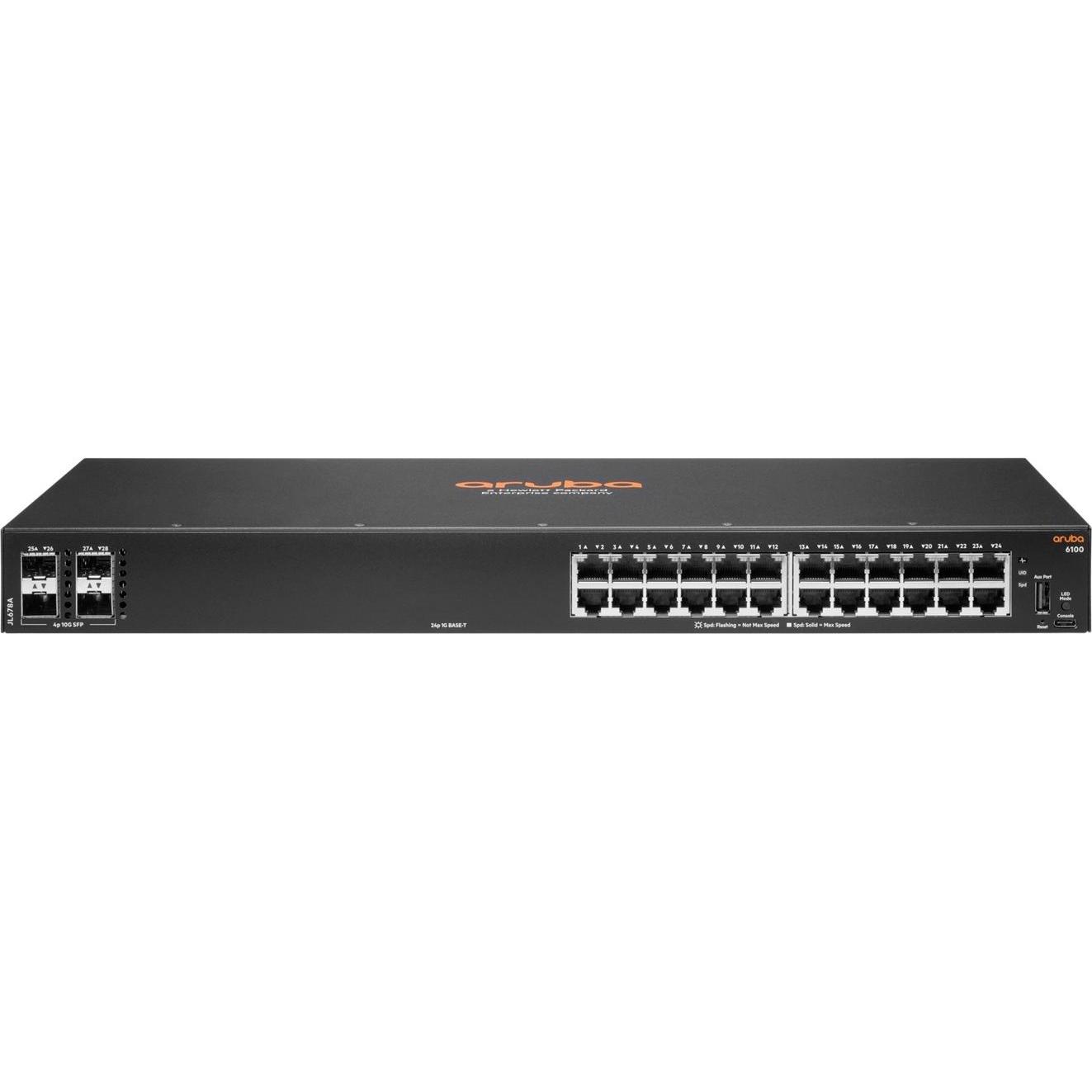 Hpe Uomo Nero Switch Aruba 6100 24G 4Sfp+ Aruba 6100 24G 4Sfp+, (24 Porte), Switch Di Rete,