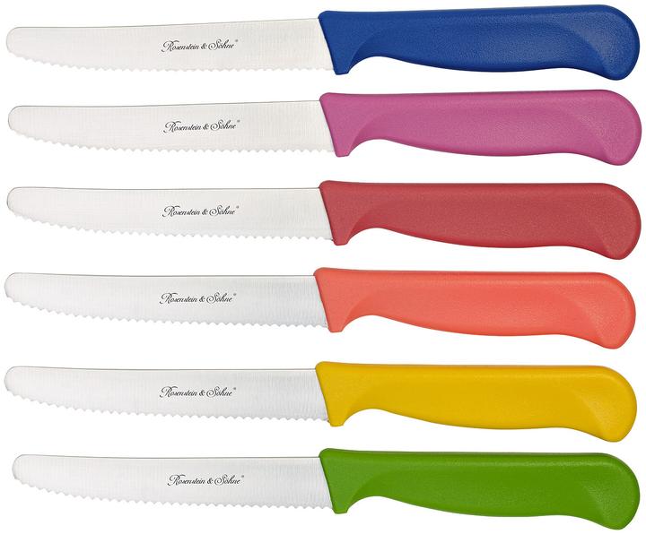 Immagine prodotto Rosenstein & Söhne Set di 6 coltelli da colazione colorati con bordo dentellato (11.40 cm)