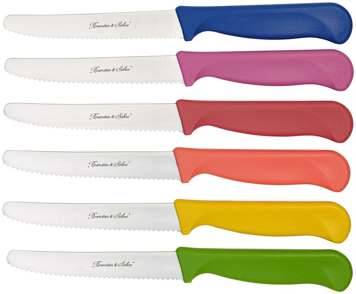 Produktbild Rosenstein & Söhne 6er-Set bunte Frühstücksmesser mit Wellenschliff (11.40 cm)