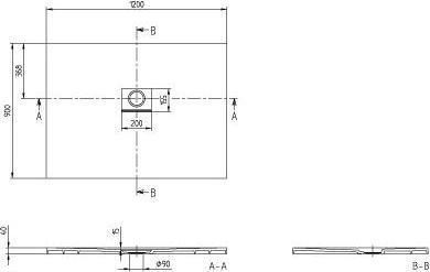 Produktbild Villeroy & Boch V&B Duschwanne SQUARO INFINITY R-eck1200x900x40mm stone white