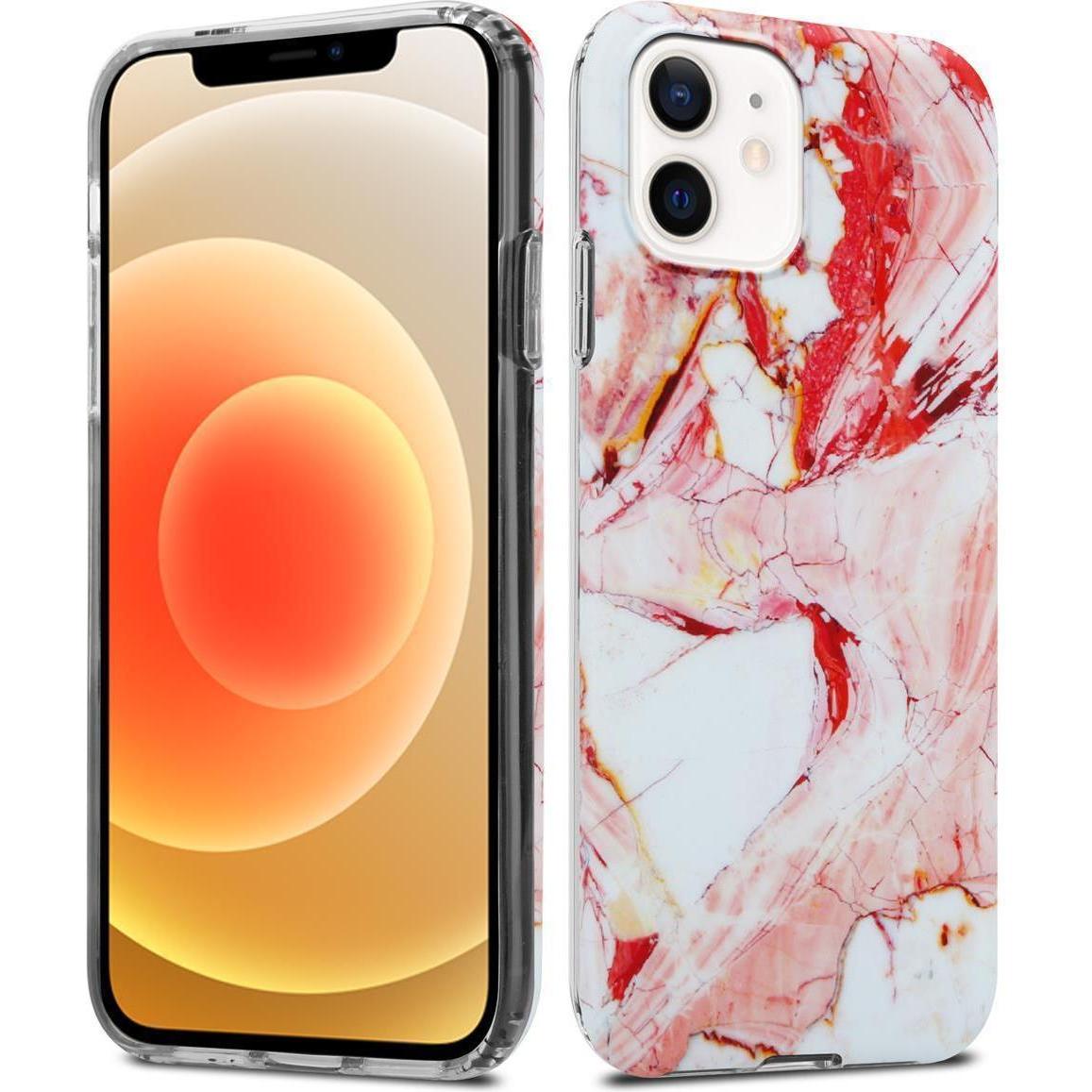 Cadorabo IMD TPU Bunter Marmor Cover (Apple iPhone 12 Pro Max), Smartphone Hülle, Rosa