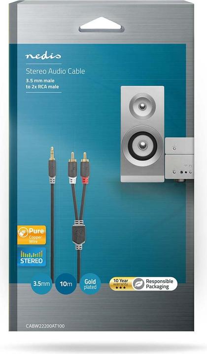 Actual product image Nedis Audio cable stereo jack plug 3.5 mm (10 m)