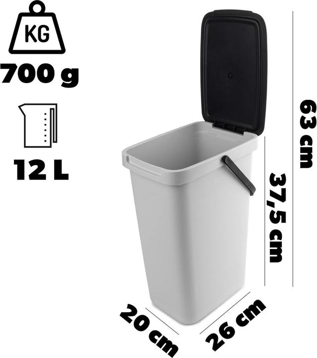 Produktbild Kadax Abfallbehälter mit Deckel und Griff (12 l)