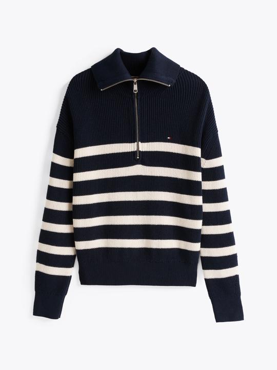 Produktbild Tommy Hilfiger Cardigan Dames Trui Gebreid Katoen - Blauw/Wit - Maat S (S)