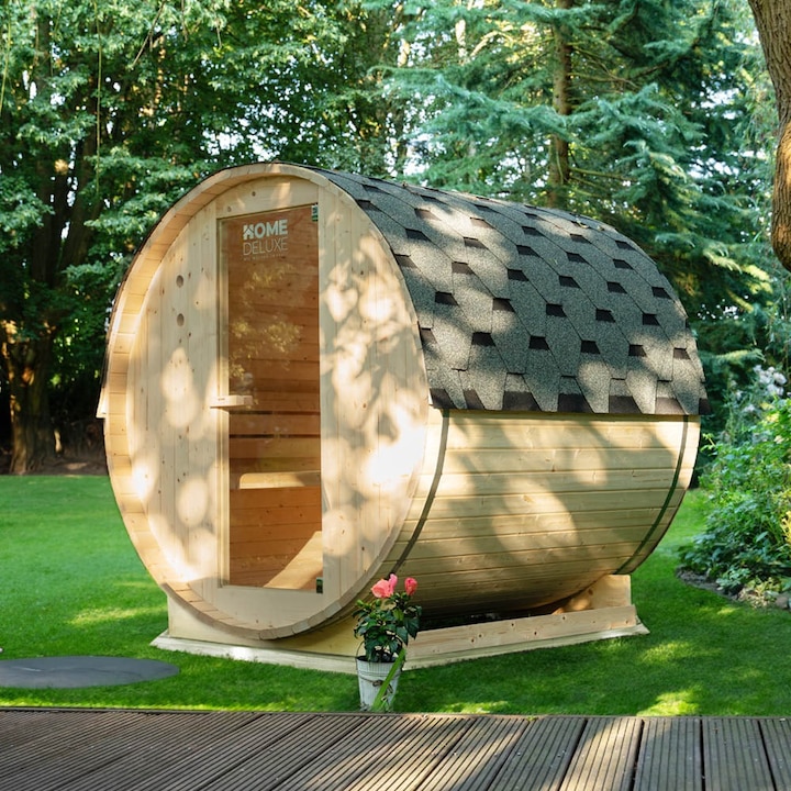 Produktbild Home Deluxe Outdoor Sauna Fasssauna AQUILA L- 195 x 180 cm für 4 Personen - Sauna mit 6kW Ofen