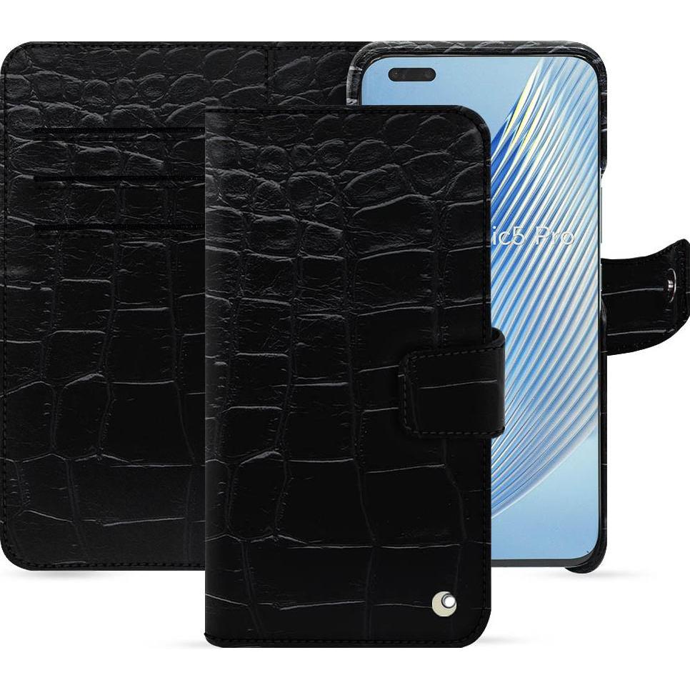 Noreve Lederschutzhülle Honor Magic5 Pro (Honor Magic5 Pro), Smartphone Hülle, Schwarz