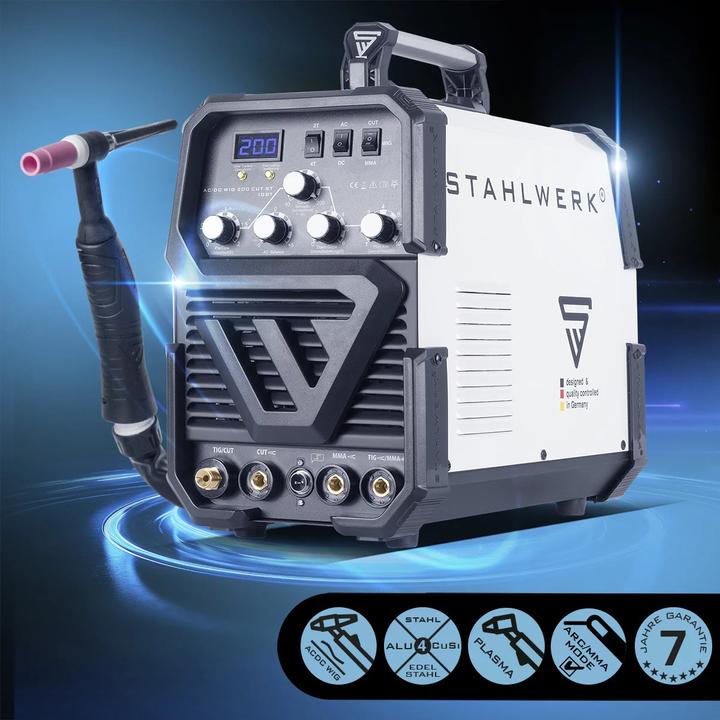 Actual product image Stahlwerk AC/DC TIG 200 CUT welding machine with MMA and integrated plasma cutter