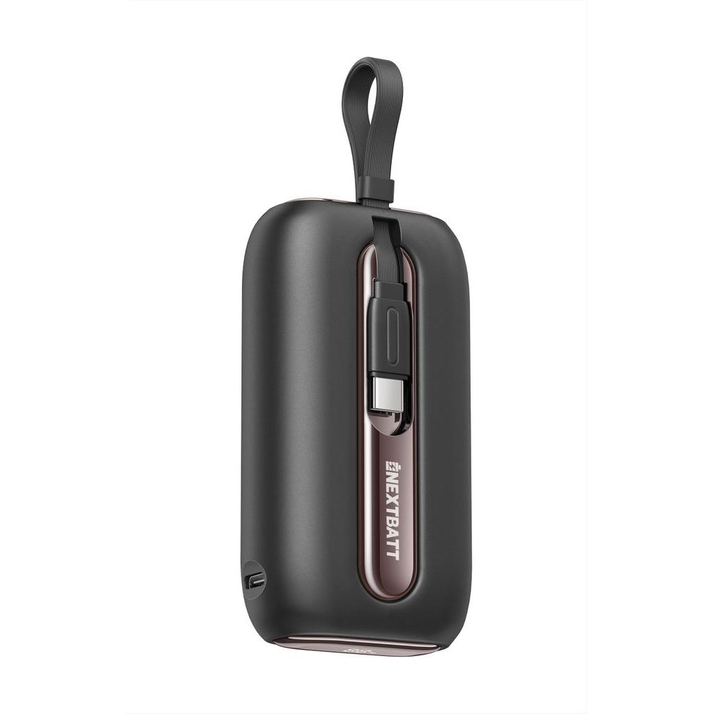 Nextbatt Mini Powerbank with Quick Charge 10000mAh 22.5W with Dual Cables - Black (22.50 W), Powerbank, Schwarz