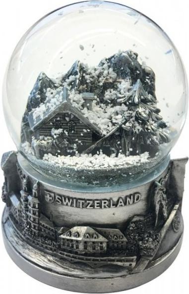 Produktbild CreaDiva Schneekugel Schweiz Silber gross (9cm)