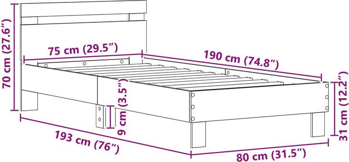Image du produit vidaXL Modernes Bett (75 x 190 cm)