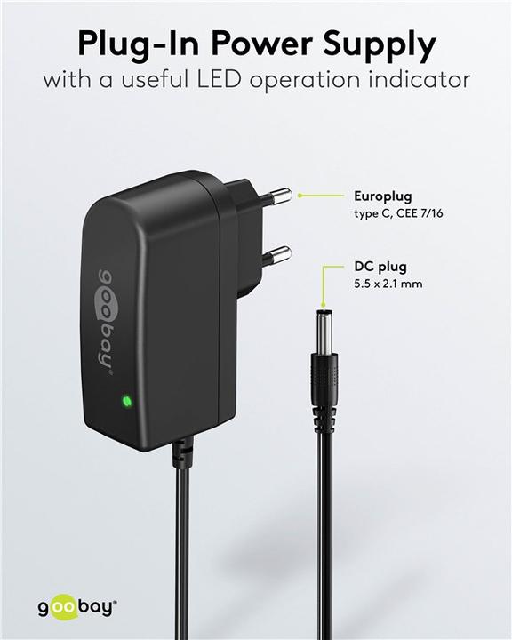 Actual product image Goobay 12 V power supply unit (12 W / 1.0 A)